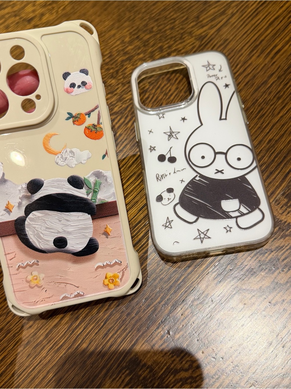 Cute iPhone 16 pro cases Panda & Bunny iPhone Case Set - White/Cream